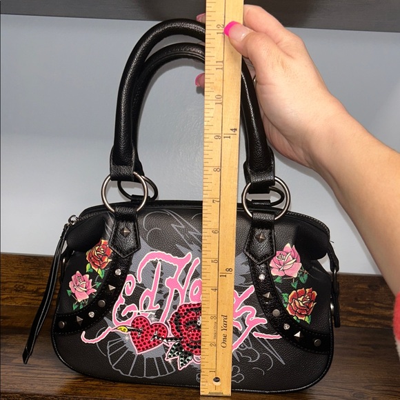 Ed Hardy Black and Pink Floral Satchel - Picture 10 of 11